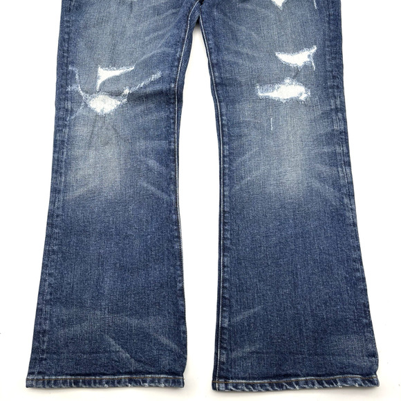 2018 Point Sur Denim Med Wash Distressed High Rise Cropped Jeans 30x26" USA Made - Picture 4 of 15